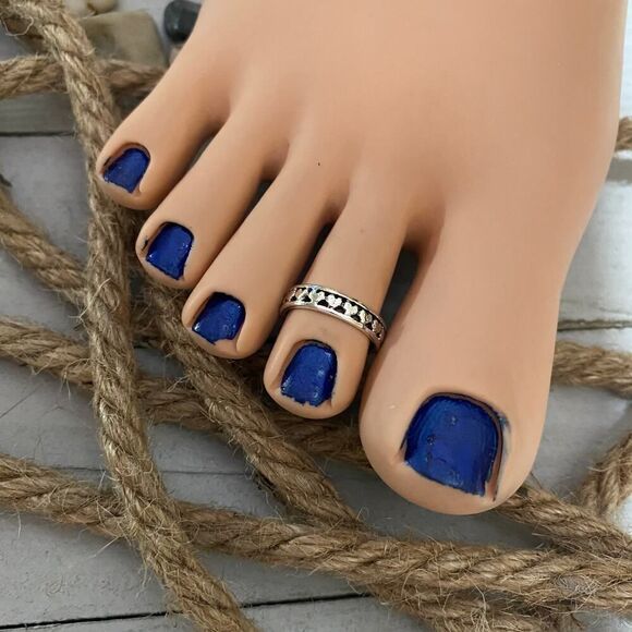 Sterling Silver Hearts Band Toe Ring Midi Ring - Picture 2 of 3